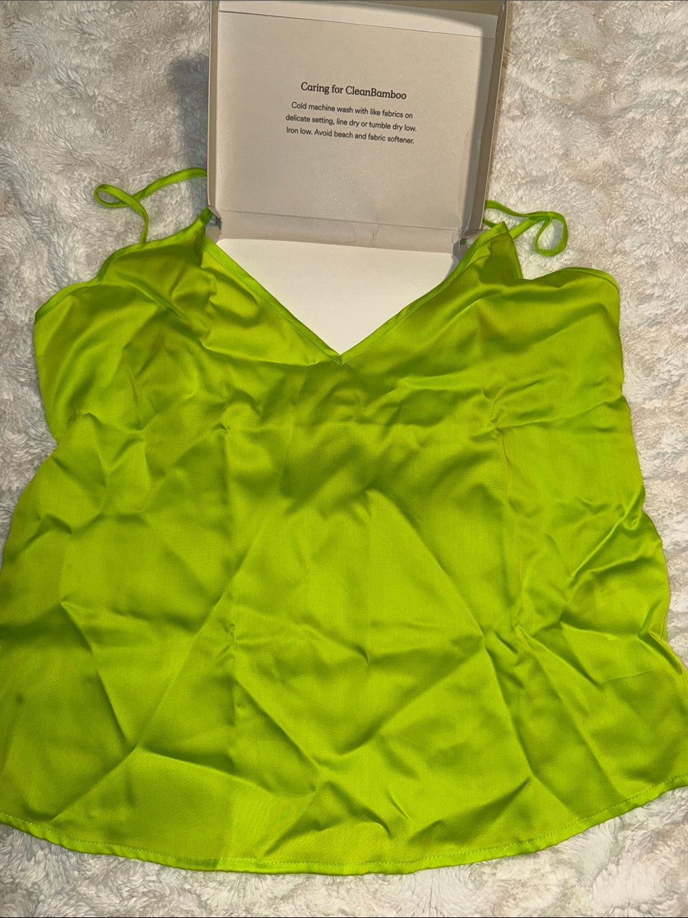 Ettitude Lime Green Satin Cami with Adjustable Straps